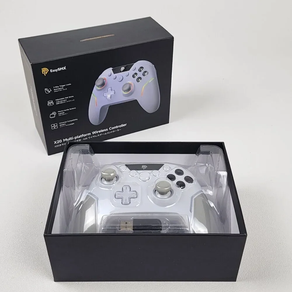 EasySMX X20 Wireless Gaming Controller RGB Hall Effect PC Switch Android White